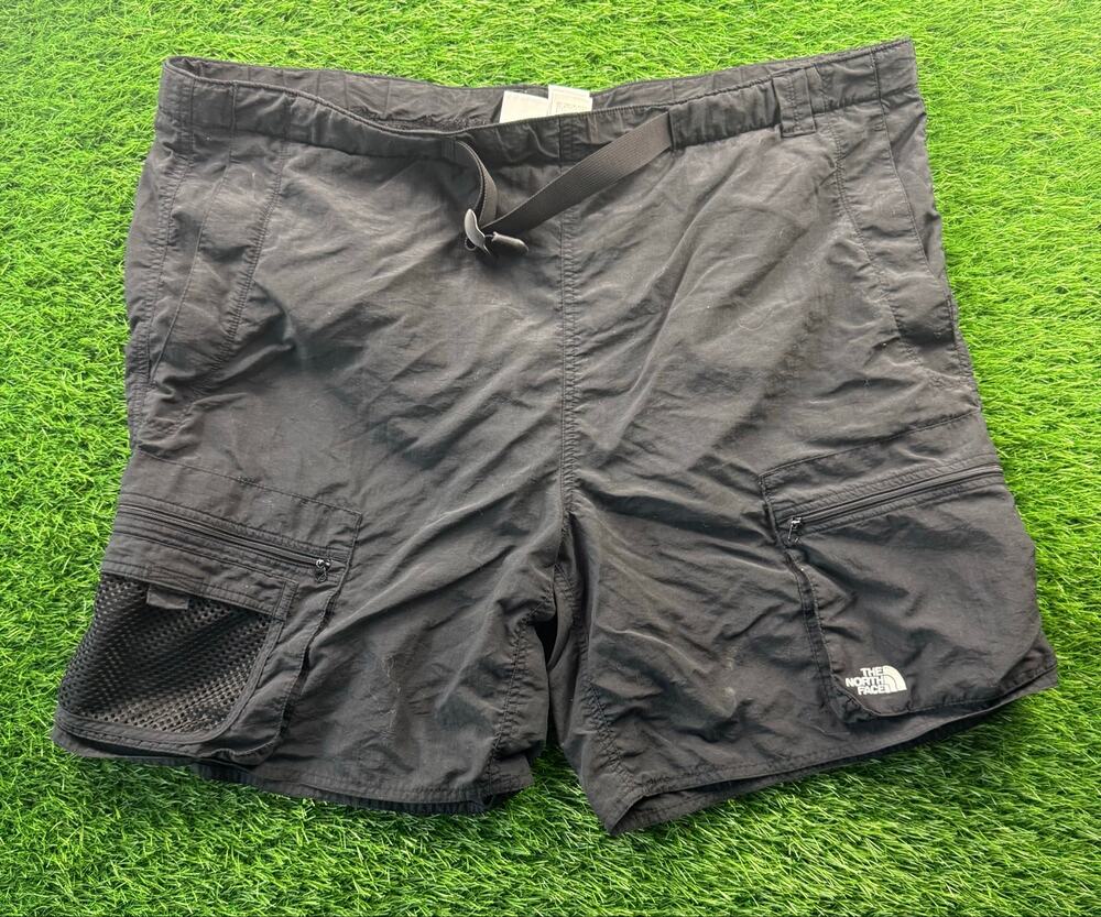The North Face Shorts Mens XL Black Nylon Belted Cargo Hiking Mesh Pockets Trail